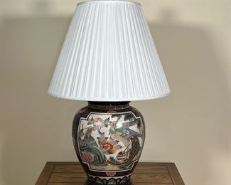 ENAMELED PORCELAIN LAMP  |  
Japanese style vase base depicting birds and flowers - h. 33 x dia. 20 in. (vase height x diameter : 15.5 x 12.in)