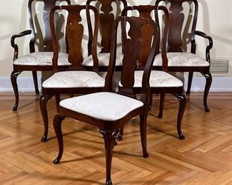 (6pc) KINDEL FURNITURE QUEEN ANNE CHAIRS  | 
Including two arm chairs, and four side chairs - l. 23 x w. 24 x h. 39 in. (armchair)
