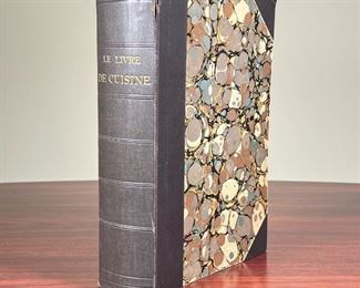1888 LE LIVRE DE CUISINE  |
1888 7th edition, par Jules Gouffe, pub. Paris, Librairie Hachette et Cie, with marbled page edges - l. 10.5 x w. 7.5 in.