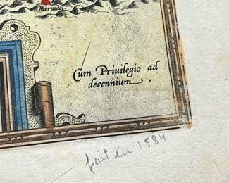 ABRAHAM ORTELIUS MAP | Color engraving containing three maps of southeastern France; "Gallia Narbonens"  "Sabaudiae Ducat" and "Venuxini Comitatus..."