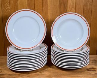 (24pc) D'AUTEUIL PLATES  |
French Porcelaine D'Auteuil Bistrot Rust Orange plates, including twelve 9-inch dishes / low bowls, and twelve 9-5/8 inch plates