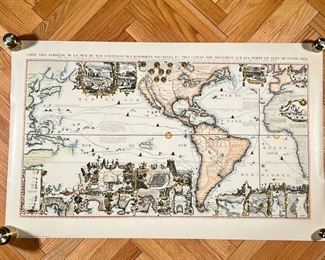 REPRODUCTION MAP OF THE AMERICAS  |
Reproduction of an Amsterdam 1719 map "Carte Tres Curieuse de la Mer du Sud..." by Penn Prints, New York, rolled, no frame - w. 43 x h. 27 in.