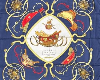 HERMES SILK SCARF  |
Ledoux "Springs" 100% silk scarf - l. 35 x w. 35 in.