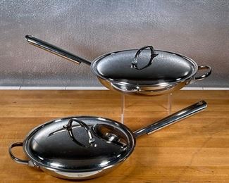 (2pc) CUISINART FRYING PANS  |
Heavy stainless steel, both with lids, largest dia. 10.75 in.
