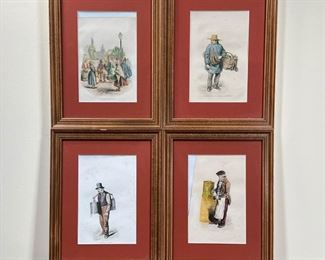 (4pc) FRENCH ETCHINGS  |
Pauquet and others in wood frames - w. 11 x h. 13.5 in.