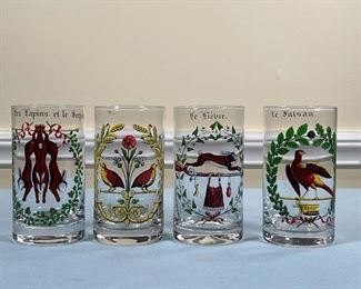 (4pc) D'AUTEUIL GLASSES  |
Game / hunting barware - h. 4.25 x dia. 2.5 in.