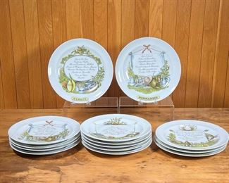 (14pc) LIMOGES PLATES  |
Frenchtown plates with transferware decoration - dia. 9.5 in.