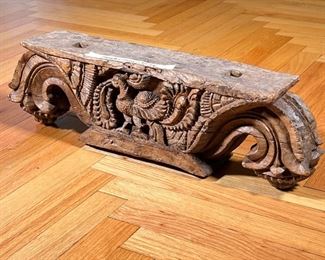 BAROQUE ARCHITECTURAL ELEMENT  |
Highly carved wood with birds and scrollwork - l. 24 x w. 4.5 x h. 6.5 in.
