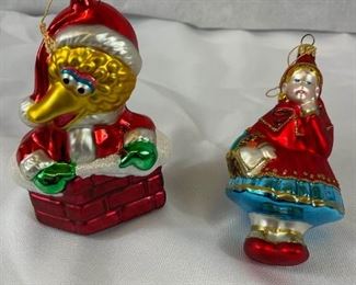 A007 Kurt Adler Christmas Ornaments. Big Bird And Little Red Riding Hood.
