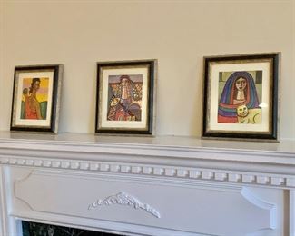 "Pizsz" signed group  of 3 watercolors