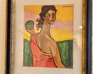 Pizsz signed watercolor 