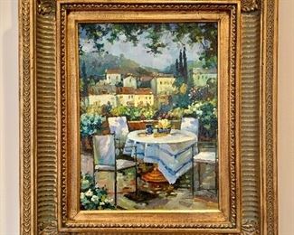 Tuscan scene framed oil painting 