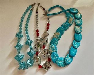 Murano glass necklaces and lentil beaded necklace 