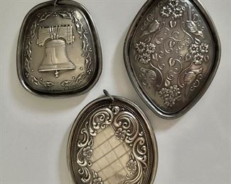 Towle sterling silver ornaments or pendents upper right "Four calling Birds", "Five Golden Rings" "Seven Swans a swimming"