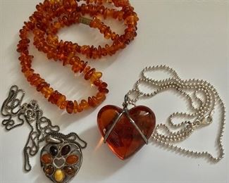 Amber and sterling silver jewelry 