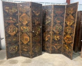 Antique oriental room dividers. Hand painted