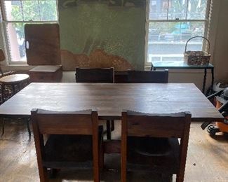 Wood Dinning Table and Chairs 
