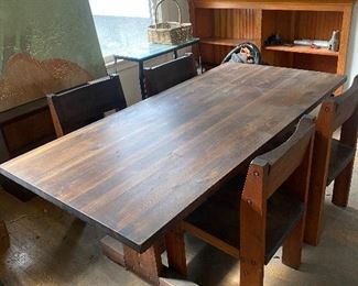 Wood Dinning Table and Chairs 