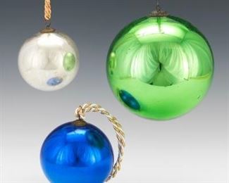 3 Large Kugel Spherical Christmas Ornaments