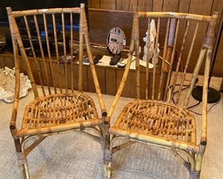 pair of bamboo chairs