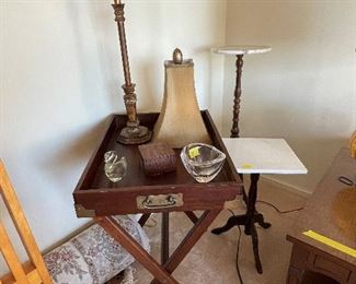Butler's Table, Various Accent Tables, Candlestick Lamp, Crystal