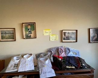 Various Button-down Shirts, Socks, Ties, Artwork.