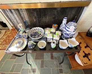 Talavera Mexican Pottery, Canister Set, Pie Plate, Vases, Bowls, Plates, Dutch Shoes, Ashtray, etc.