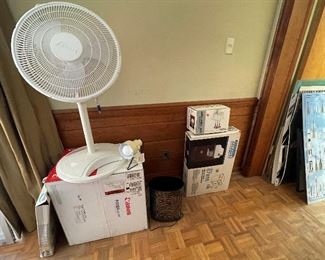 Fan, Lamp, Greek Key Waste Bin, Printer Stand