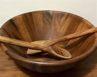 BF Wooden Bowl and Food Network Serving  Utensils 