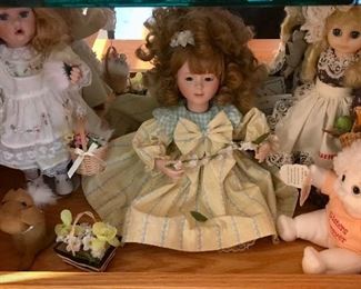 Ashton-Drake Daisy Chain Porcelain Doll (Center) and Other Collectible Dolls 