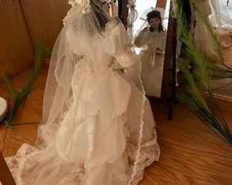 Collectible Bride Porcelain Doll with Mirror 