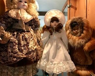 Seymour Mann Porcelain Doll (Left) And Other Collectible Dolls 