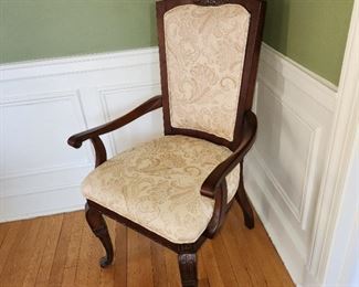 10 dining chairs, 8 armless, 2 with arms, (MAY BE PURCHASED BEFORE THE SALE, with the table)