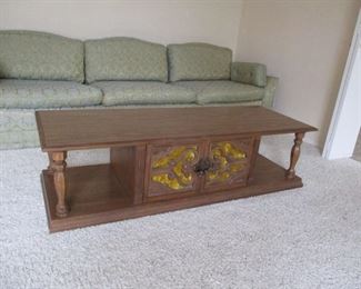 Mid Cent Mod Coffee Table w/ Crushed Velvet Inlays