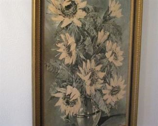 Sunflowers by L. Ritter Framed Print Vintage Art
