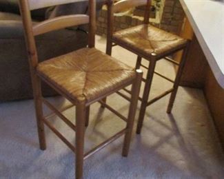 Ladder Back Bar Stools with Rush Seats