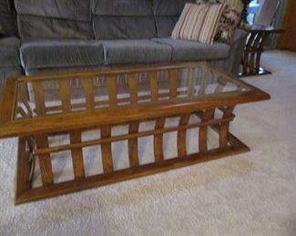 Rectangular Oak Coffee Table w\ Bentwood Base