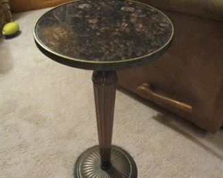 Mid- Century Side Table w/ Marble Top & Metal Base