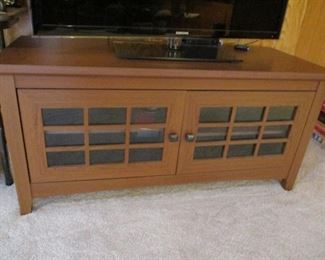 Low Wooden TV cabinet with Glass Doors