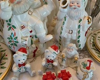 Lenox Christmas, Teapots, And salt and pepper shakers 
