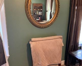 blanket/quilt holder, Gold Oval Mirror 