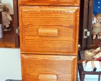 Oak 4-Drawer File Cabinet, 55.5" x 17" x 23"