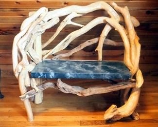 Hand Crafted Drift Wood Childs Bench, 31" x 32" x 15"