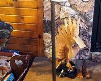 Antique Slag Glass Floor Lamp, 55" Tall, Powers On