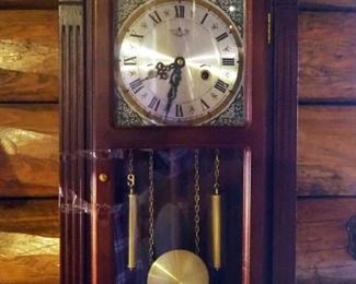 D & A Pendulum Wall Clock, 26.5" x 14" x 6", Includes Key