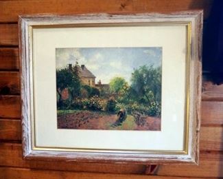 Framed Matted Under Glass Italian Garden Art Print By C. Pissetto, 1898, 19" x 23"