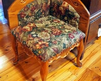 Upholstered Pressed Wood Corner Stool With Cabriole Legs, 29" x 20" x 20"