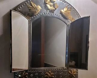 Hammered Tin Wall Mirror, Framed Dog Print, Ceramic Elephant Planter, Sea Shells And More