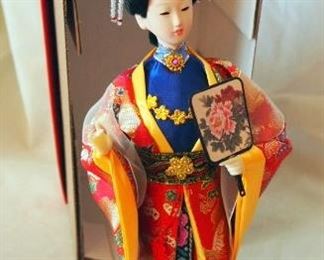 Hand Made Porcelain 11" Jia Lan Doll In Original Box, 18" Doll By Collectors Doll, Framed Art Print And Chinese Baoding Balls In Storage Box