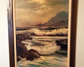 Laguna Vista Framed Seascape Painting, Signed By Dan Bloeman, 42.5" x 30.5"